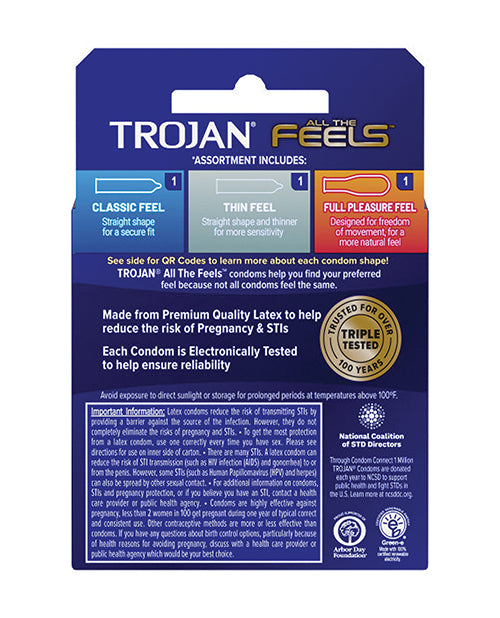 Trojan All The Feels Condoms - Pack Of 3 - Casual Toys