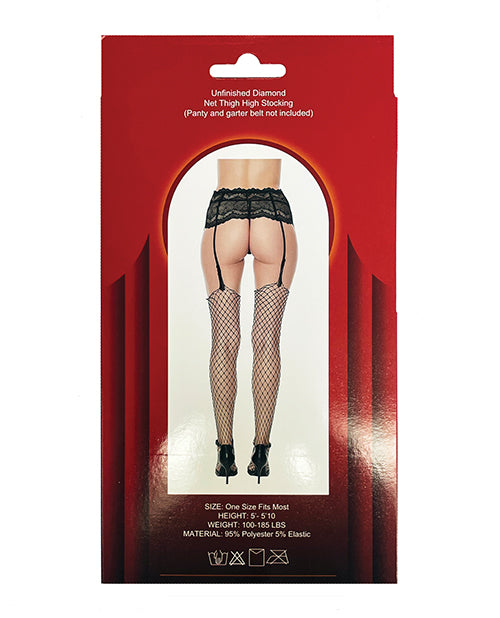 Unfinished Diamond Net Thigh High Black O-s - Casual Toys