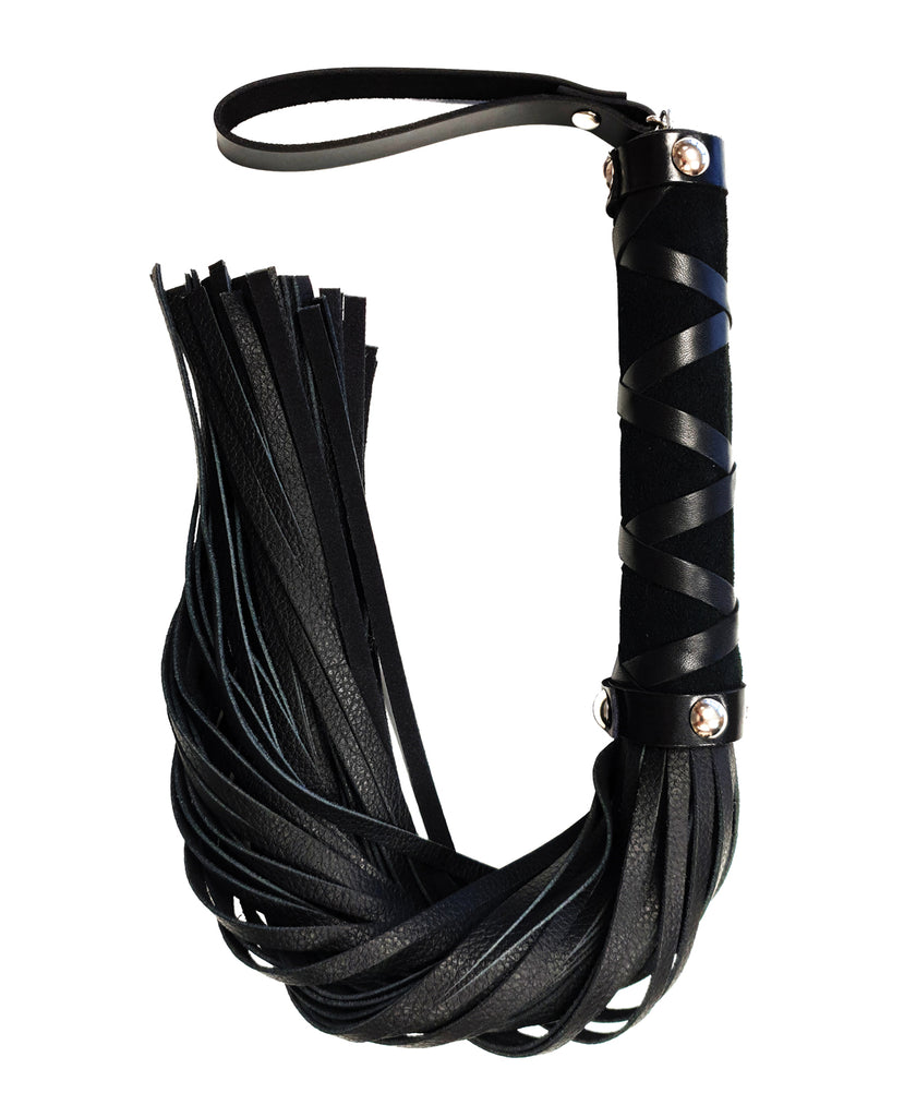 Rouge Short Leather Flogger W-studs - Black - Casual Toys