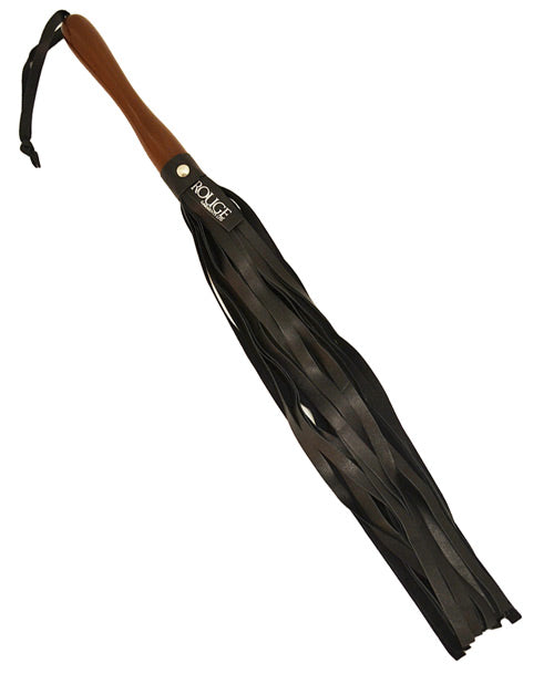 Rouge Leather Flogger W-wooden Handle - Black - Casual Toys