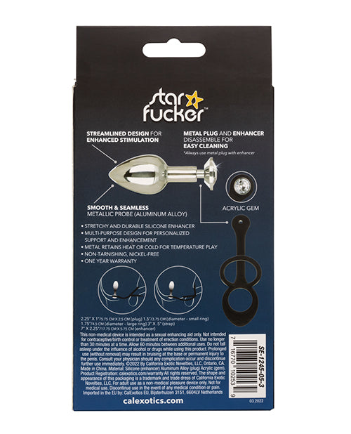 Star Fucker Mini Gem Plug W-silicone Enhancer - Black