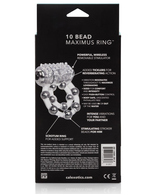 Maximus Enhancement Ring 10 Stroker Beads - Clear - Casual Toys