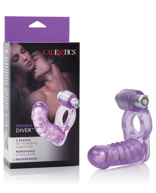 Double Diver Vibrating Enhancer W-flexible Penetrator - Purple - Casual Toys