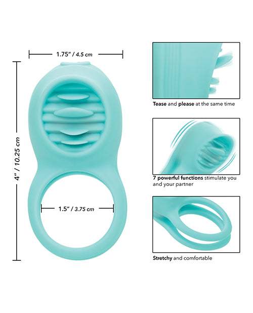Couple's Enhancers Silicone Rechargeable French Kiss Enhancer - Teal - Casual Toys