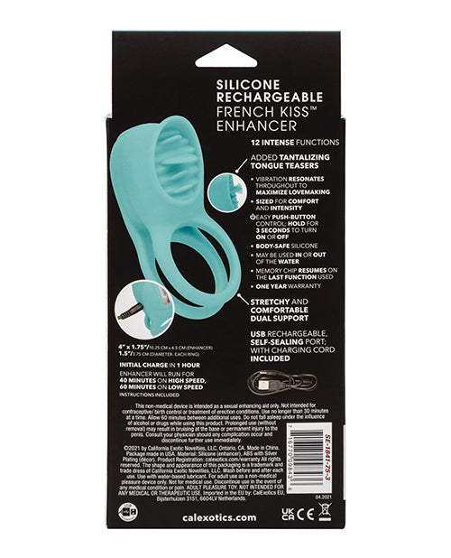 Couple's Enhancers Silicone Rechargeable French Kiss Enhancer - Teal - Casual Toys