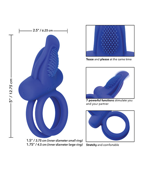 Couples Enhancers Silicone Rechargeable Dual Pleaser Enhancer - Blue - Casual Toys