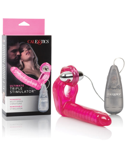 The Ultimate Triple Stimulator Flexible Dong W-cock Ring - Pink - Casual Toys