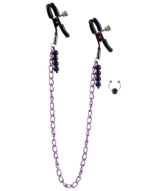 Nipple Play Purple Chain Nipple Clamps - Casual Toys