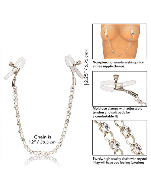 Nipple Play Crystal Nipple Clamps - Clear - Casual Toys