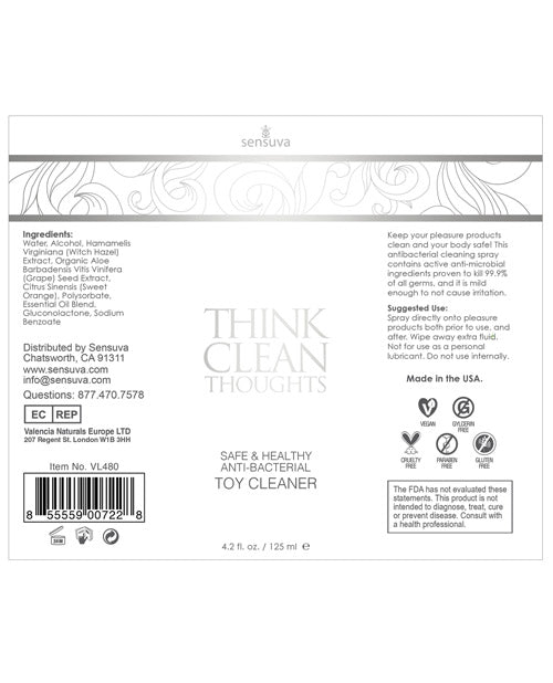 Sensuva Think Clean Thoughts Toy Cleaner - 4.2 Oz - Casual Toys