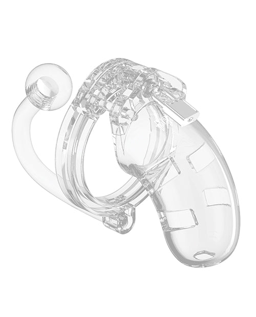 Shots Man Cage Chastity 3.5" Cock Cage W-plug Model 10 - Clear - Casual Toys