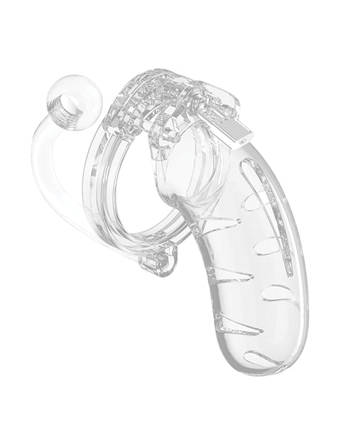 Shots Man Cage 4.5" Cock Cage W-plug 11 - Clear - Casual Toys