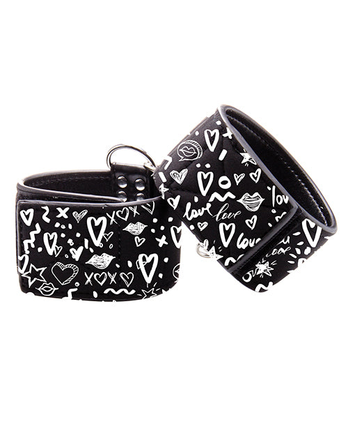 Shots Ouch Love Street Art Fashion Printed Ankle Cuffs - Black - Casual Toys