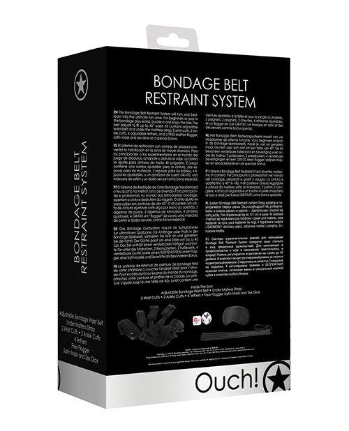 Shots Ouch Bondage Belt Restraint System - Black - Casual Toys