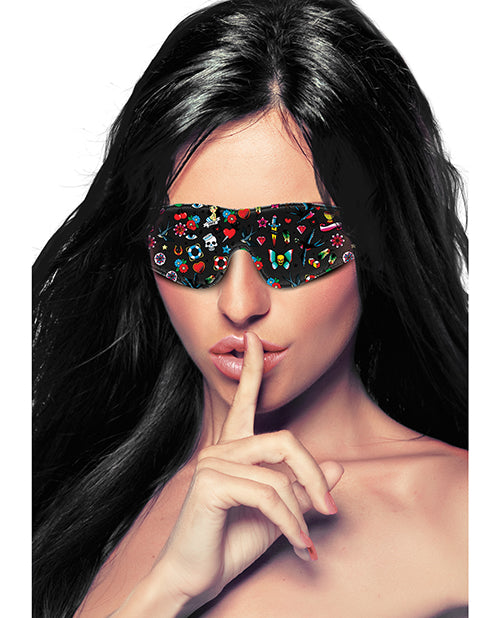 Shots Ouch Old School Tattoo Style Printed Eye Mask - Black - Casual Toys