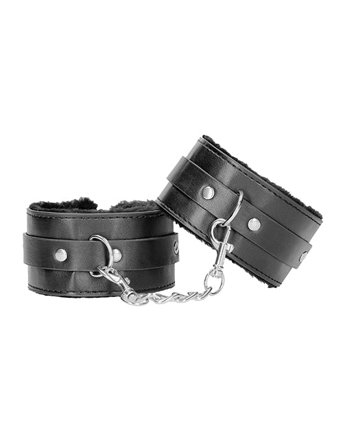 Shots Ouch Black & White Plush Bonded Leather Ankle Cuffs - Black - Casual Toys