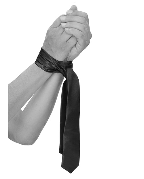 Shots Ouch Black & White Satin Bondage Tie - Black - Casual Toys