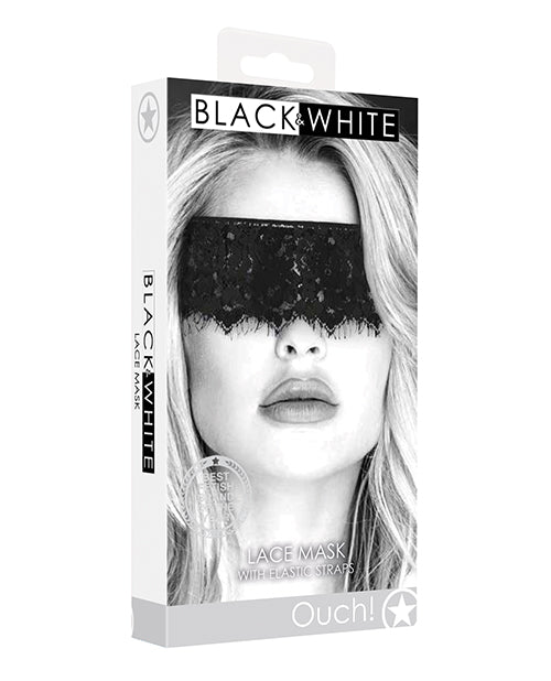 Shots Ouch Black & White Lace Mask W-elastic Straps - Black - Casual Toys