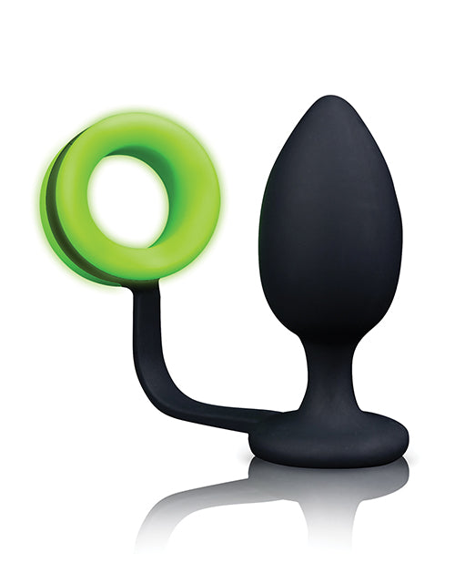 Shots Ouch Butt Plug W-cock Ring - Glow In The Dark