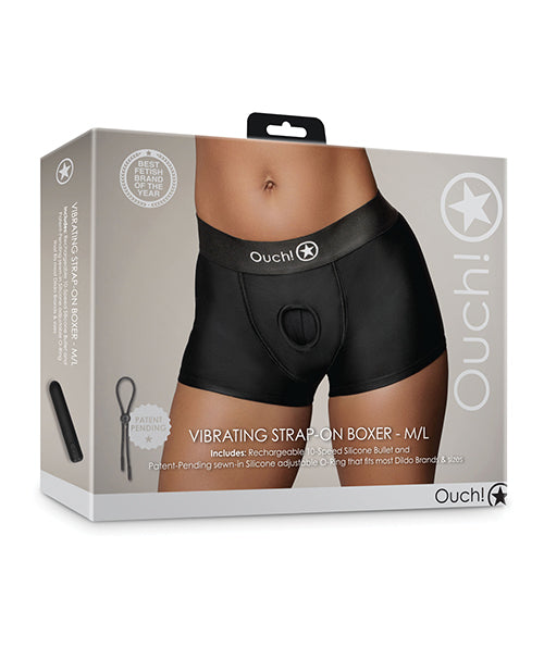 Shots Ouch Vibrating Strap On Boxer - Black