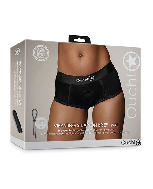 Shots Ouch Vibrating Strap On Brief - Black