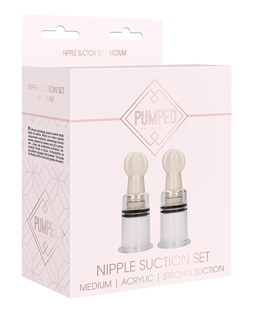 Shots Pumped Nipple Suction Set - Medium Clear - Casual Toys