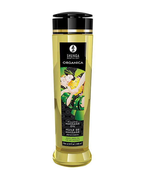 Shunga Organic Kissable Massage Oil - 8.5 Oz Exotic Green Tea - Casual Toys