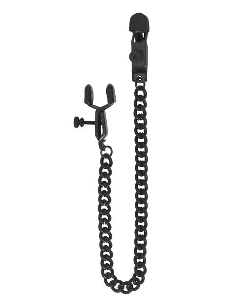 Spartacus Adjustable Alligator Nipple Clamps W-black Chain - Casual Toys