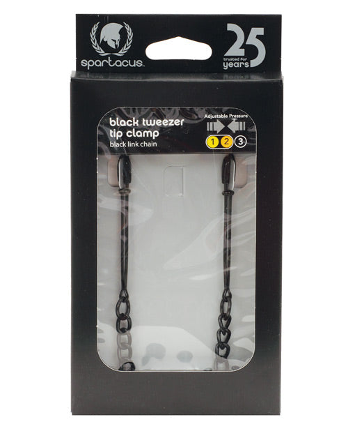 Spartacus Adjustable Black Tweezer Nipple Clamps W-chain - Casual Toys