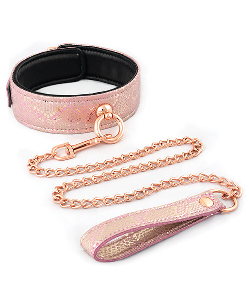 Spartacus Micro Fiber Collar & Leash W-leather Lining - Pink - Casual Toys