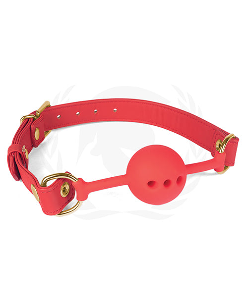 Spartacus Silicone Ball Gag W-red Pu Straps - 46 Mm - Casual Toys