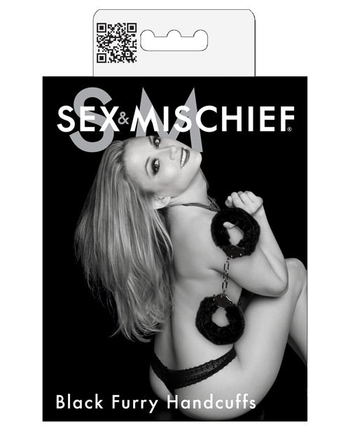 Sex & Mischief Furry Handcuffs - Black - Casual Toys