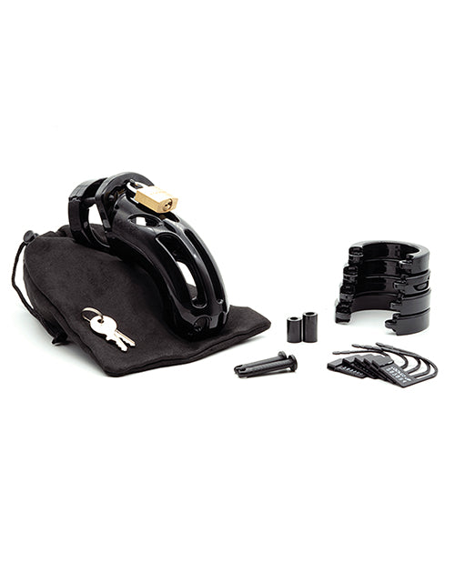 Cb-6000 3 3-4" Curved Cock Cage & Lock Set  - Black - Casual Toys