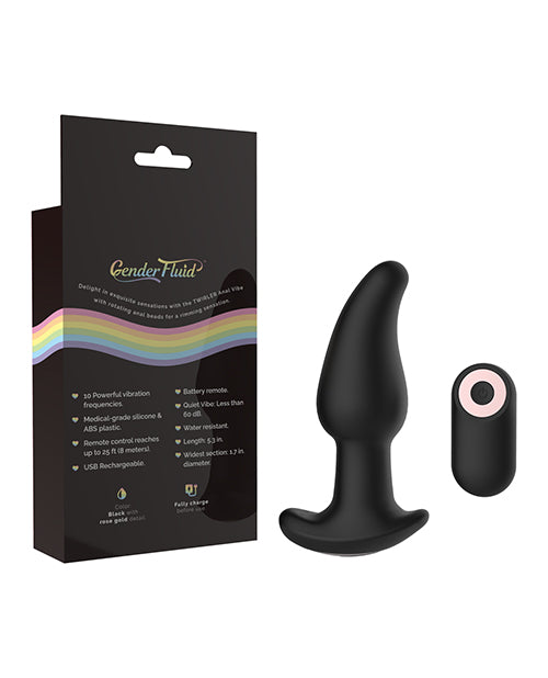 Gender Fluid Twirler Anal Vibe W-remote - Black - Casual Toys