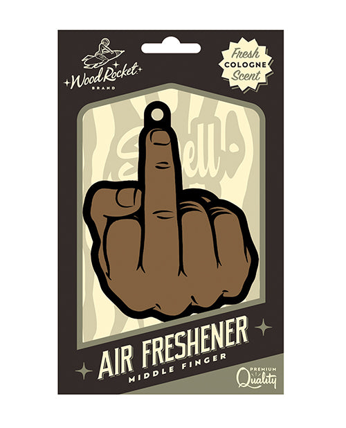 Wood Rocket Middle Finger Brown Air Freshener - Cologne