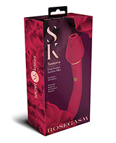 Secret Kisses Twosome Dual Ended Rose Bud W-clitoral Suction & G-spot Vibe - Red