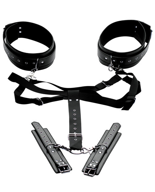 Master Series Acquire Easy Access Thigh Harness W-wrist Cuffs - Black - Casual Toys