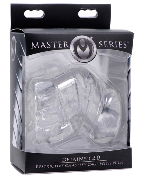 Master Series Detained 2.0 Restrictive Chastity Cage W-nubs - Clear - Casual Toys