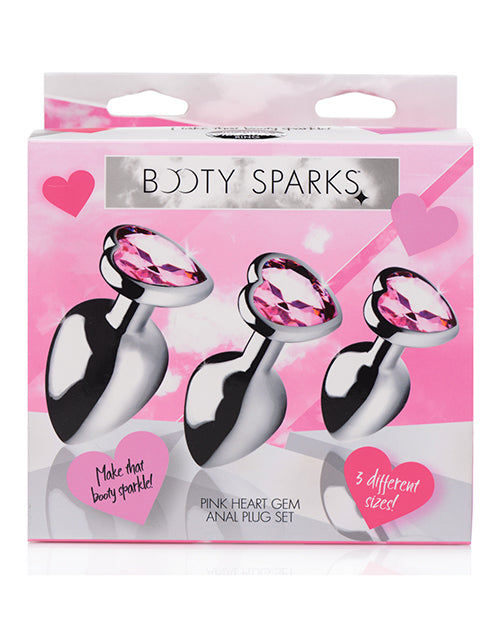 Booty Sparks Pink Heart Gem Anal Plug Set - Casual Toys
