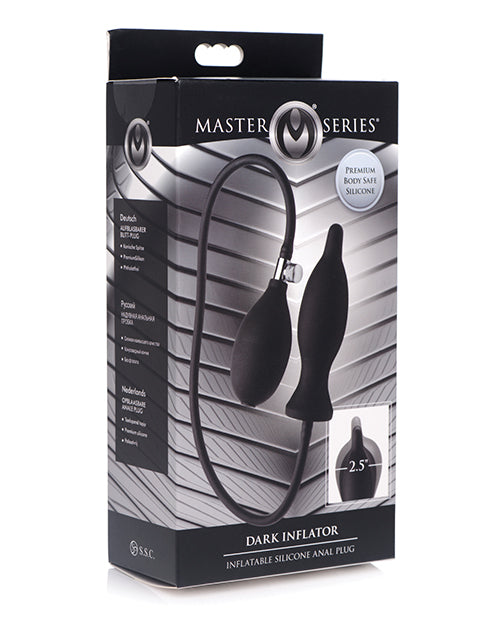 Master Series Dark Inflator Inflatable Silicone Anal Plug - Black - Casual Toys