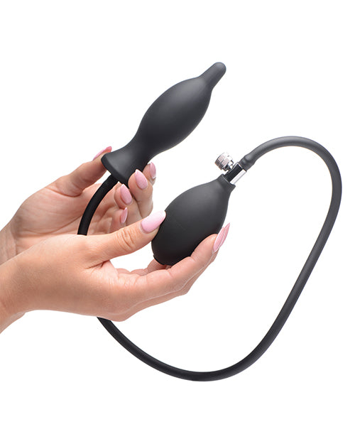 Master Series Dark Inflator Inflatable Silicone Anal Plug - Black - Casual Toys