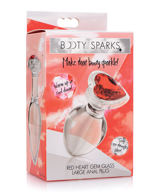 Booty Sparks Red Heart Gem Glass Anal Plug - Casual Toys