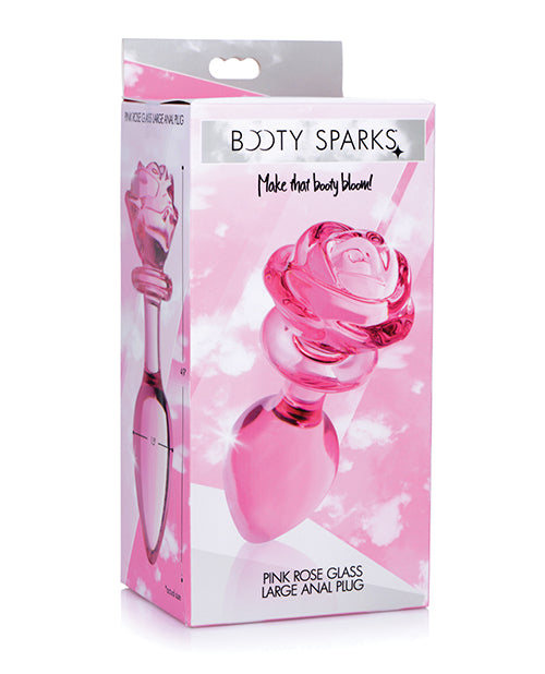Booty Sparks Pink Rose Glass Anal Plug - Casual Toys