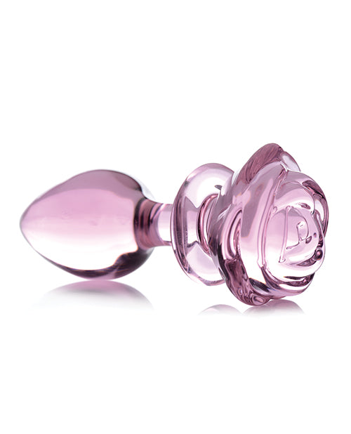 Booty Sparks Pink Rose Glass Anal Plug - Casual Toys
