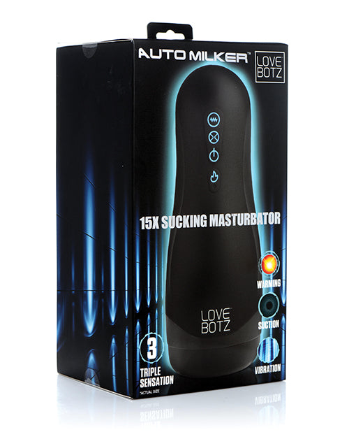 Lovebotz Auto Milker 15x Sucking Masturbator - Black - Casual Toys