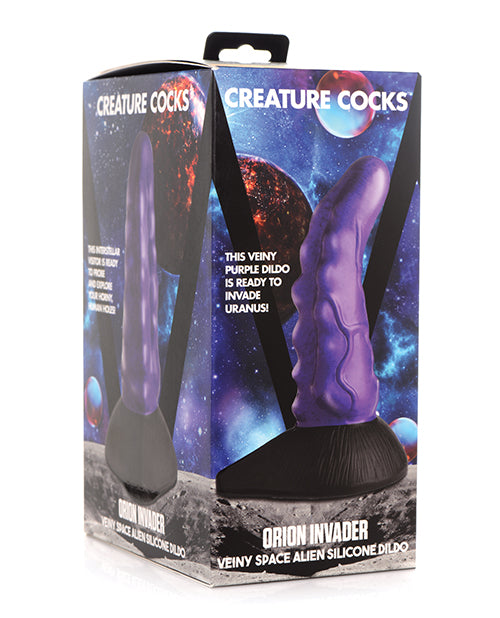 Creature Cocks Orion Invader Veiny Space Alien Silicone Dildo - Purple-black - Casual Toys
