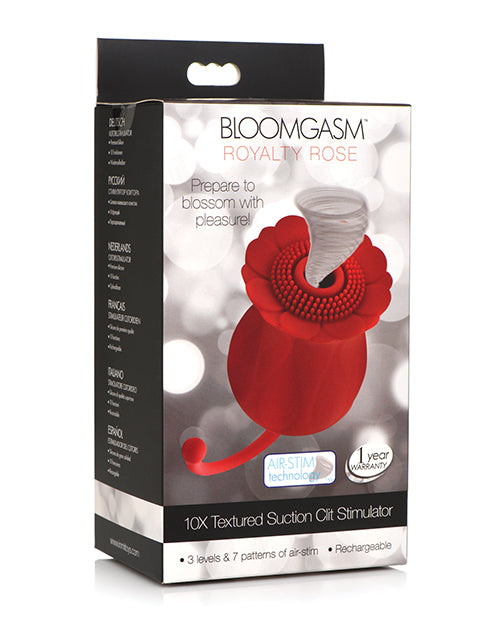 Inmi Bloomgasm Royalty Rose Textured Suction Clit Stimulator - Red - Casual Toys