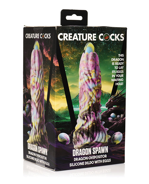 Creature Cocks Dragon Spawn Dragon Ovipositor Silicone Dildo w/Eggs - Multi Color