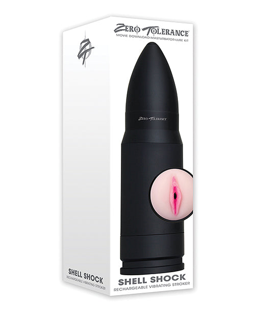 Zero Tolerance Shell Shock Rechargeable Vibrating Stroker - Black-flesh - Casual Toys