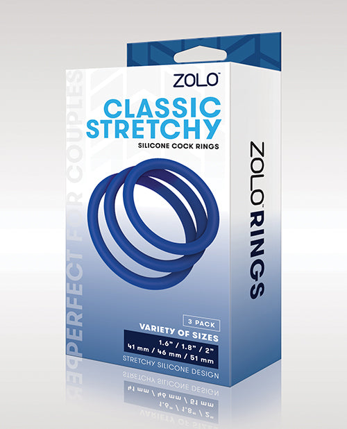 Zolo Stretchy Silicone Cock Rings - Blue - Casual Toys